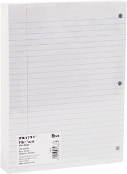Filler Paper 600 Sheets (6pks of 100) - Wide Ruled (8n x 10in) - 3 Hole Punched for Ring Binders - Thumbnail 2