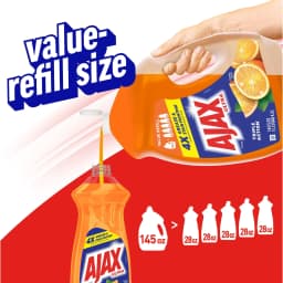 Ajax Ultra Liquid Dish Soap, Triple Action, Easy-Flip Cap, Orange Scent, 145 fl oz - Thumbnail 7