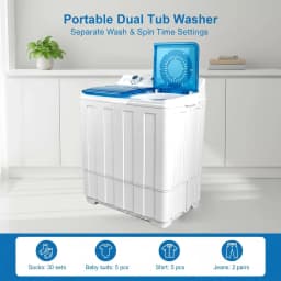 Portable Washing Machine, 14lbs Twin Tub Washer Mini Compact Laundry Machine with Drain Pump,Compact Washer for Home Dorm Apartment,Blue - Thumbnail 3