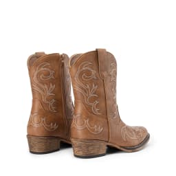 DREAM PAIRS Women's Western Boots Square Toe Chunky Heel Zipper Embroidered Ankle Boots - Thumbnail 3