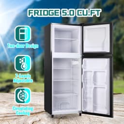 JIEJIA 5.0 Cu.Ft Apartment Size Refrigerators with Separate Freezer, 2 Door Refrigerator, Small Fridge with Freezer, Gray - Thumbnail 6