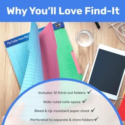 IdeaStream Find It File Folder Notepad, Letter Size, Assorted Colors, Pack Of 12 Folders - Thumbnail 6