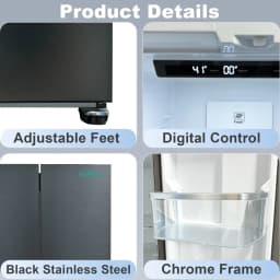 iceBlue 30" Black Stainless Steel French Door Refrigerator, Top Fridge and Drawer Freezer, 17.7 Cu. Ft - Thumbnail 3