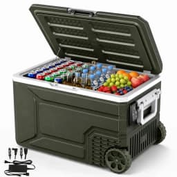 Auseo 68 Quart(64L) Portable Car Refrigerator, -4℉~50℉, 12/24V DC & 110-240V AC, Mini Fridge Freezer for RV Camping, Travel, Truck, Home, Green - Thumbnail 1