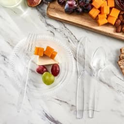 PLASTICPRO Disposable Plastic Forks Heavyweight Utensils Silverware, Clear, Pack - Thumbnail 2