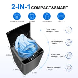 GGTB 25lbs Portable Washing Machine - Fully Automatic Top Load Washer with Stainless Steel Tub for Apartments Dorms - Thumbnail 3