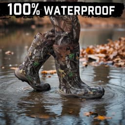 GIEESHIELD Rubber Boots for Men & Women – Ultra-Light Waterproof 6mm Neoprene Insulated Boots with Anti-Slip Sole, Warm Hunting & Rain Boots for Farming, Snow, Mud(Black, Next Camo G2) - Thumbnail 6
