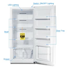 SMAD Convertible Single Door 13.8 Cu ft Upright Freezer Refrigerator with Rolling Wheels, White - Thumbnail 7