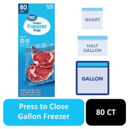 Great Value Freezer Guard Double Zipper Gallon Freezer Bag, 80 Count - Thumbnail 1