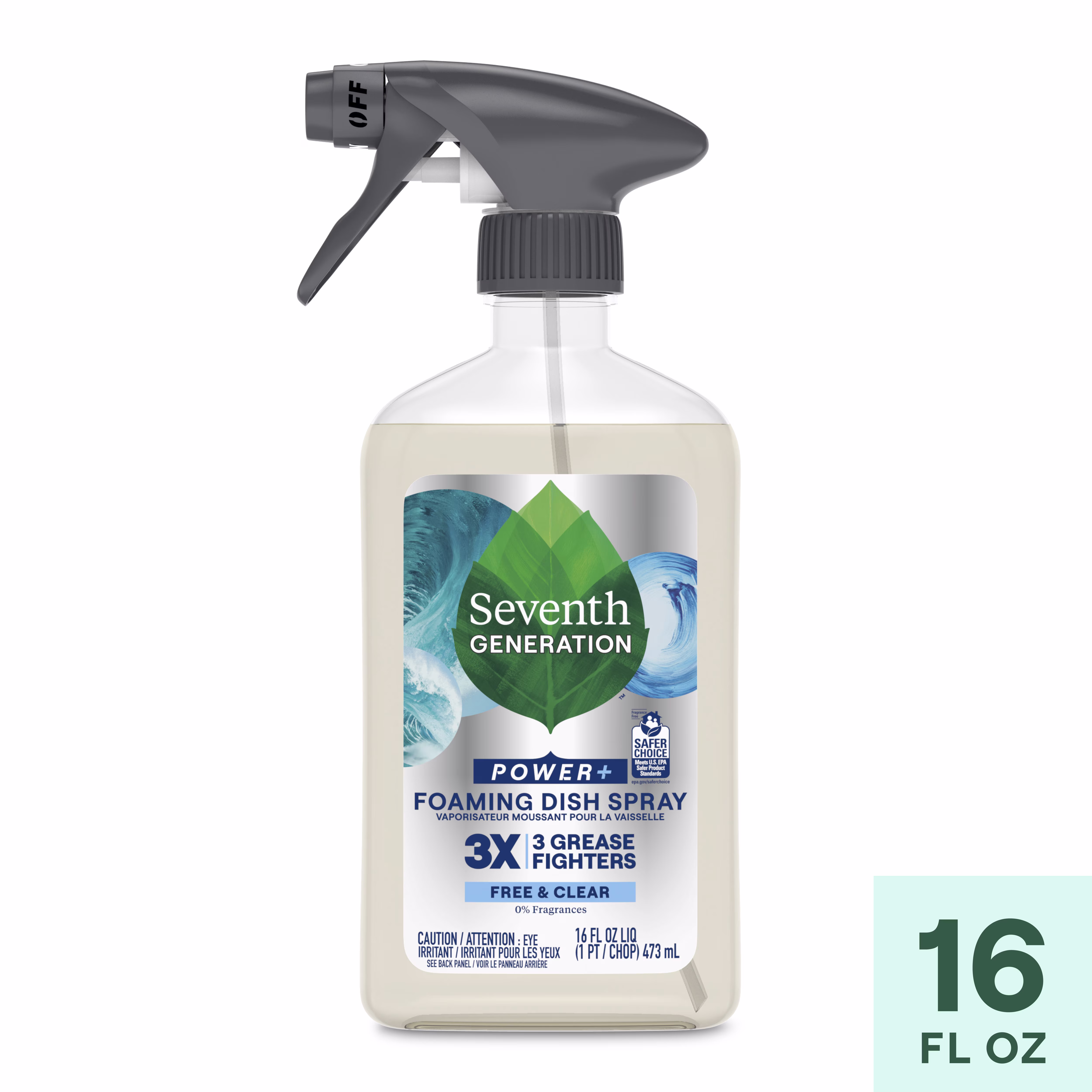 Seventh Generation Foaming Dish Soap Spray, Free & Clear, 16 fl oz - Thumbnail 1