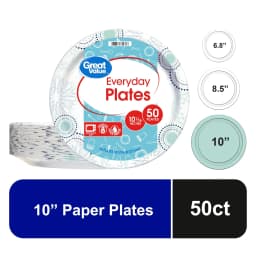 Great Value 10 Inch Disposable Paper Plates, 50 Count, Multicolor Design - Thumbnail 1