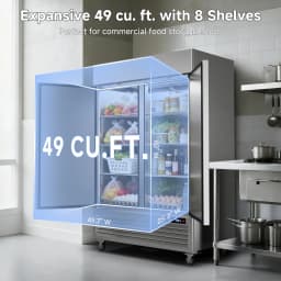 VEECOOL 54.4" W Commercial Refrigerators WiFi-Enabled, 49 cu.ft. Stainless Steel Reach-In Fridge with 8 Shelves, APP & Digital Control, LED Lighting - Thumbnail 4