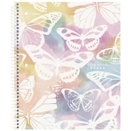 Five Star 1 Subject Wide Ruled Notebook Plus Study App, 8" x 10.5", Pastel Butterfly, Poly, Spiral, 80 Sheets - Thumbnail 3