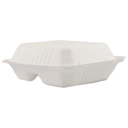 Great Value Compostable Hinged 3-Compartment Take-Out Containers, White, 8 Inch, 12 Count - Thumbnail 6