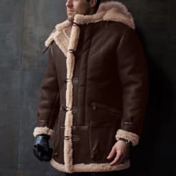 ZCFZJW Plus Size Mens Winter Sherpa Fleece Lined Coats Jackets Vintage Motorcycle Faux Leather Long Sleeve Button Down Lapel Collar Bomber Jackets Outwear Coffee M - Thumbnail 2
