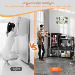 ModFurne Mini Fridge Stand with Storage, Mini Refrigerator Stand with Power Outlet, Wine Fridge Table with Movable Storage Basket for Dorm Home Use - Thumbnail 9