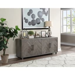 80" Four Door TV Console Entertainment Stand Wood Cabinet Fully Assembled Gray - Thumbnail 8