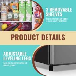 WANAI 4.5 Cu.ft Large Size Mini Fridge with Adjustable Thermostat, Compact Refrigerator Silver, New - Thumbnail 4