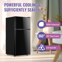 TACOOL 2.35 Cu.ft Small Mini Refrigerator for Office Compact Dual Door Fridge Egg Trey Low Noise, Black - Thumbnail 6