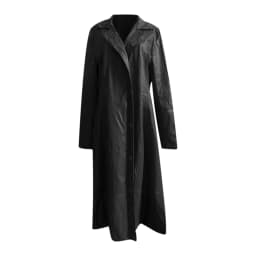 jjayotai Mens Tops Clearance Men's Retro Leather Trench Coat Lapel Solid Color Slim Full Length Classic Faux Leather Windbreaker Jacket Steampunk Overcoat - Thumbnail 3