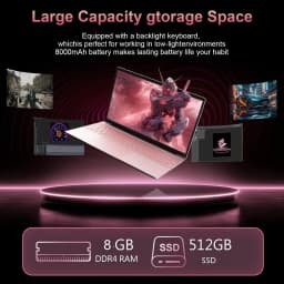 15.6" Laptop,Intel N95,8GB RAM,512GB SSD,Windows 11 Pro Work Computer,Fingerprint Reader,Backlit Keyboard,Rose - Thumbnail 5