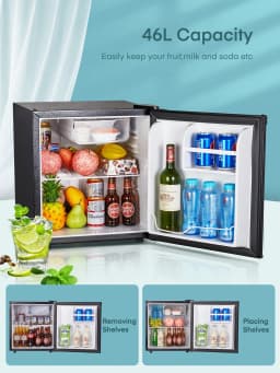 1.6 Cu. ft Fridge with Freezer for Bedroom, Refrigerator for Office, Black - Thumbnail 4