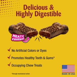 Nylabone Nubz Meaty Center Dog Treats for Large Dogs, Beef Flavor Dog Bones, Large - 30+ lbs., 2 Count - Thumbnail 3
