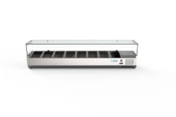 KoolMore 71 in. Eight Pan Refrigerated Countertop Condiment Prep Station - Thumbnail 5