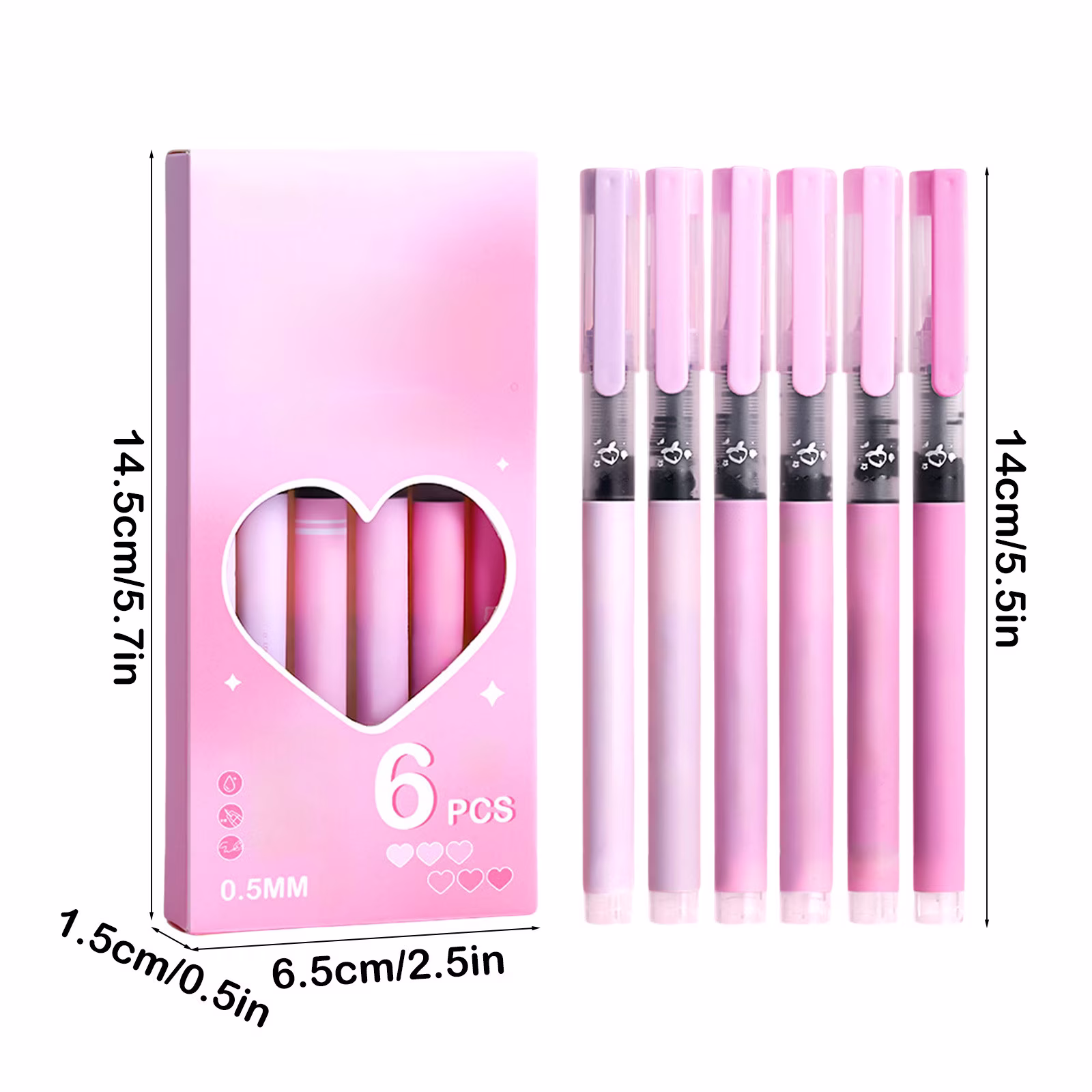 Under 1$ Dollar Straight Liquid Ballpoint Pen Sign Pen, 0.5mm High Capacity Black Ink Water Pen, Fast Drying Exam Writing Pens,Pink - Thumbnail 4