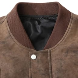 LMOIPLI Men Stand Collar Vintage Textured Faux Leather Bomber Jacket Snap Button Oversized Casual Outer Coat for Spring Fall Street Campus Daily Walking Coffee XS - Thumbnail 8