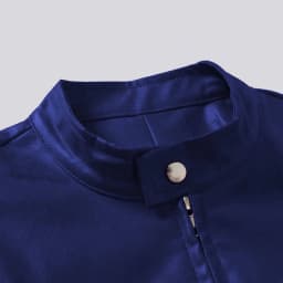 Men's Stand Collar Faux Leather Jacket, Zip up Long Sleeve Vintage Casual Motorcycle Coat for Daily Wear Dark Blue XL - Thumbnail 9