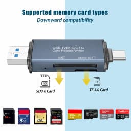 Jous 4-in-1 SD Card Reader, USB-C & USB 3.0 Simultaneous Read/Write Memory Adapter for Micro iPhone MacBook Pro, Laptop, PC - Thumbnail 2