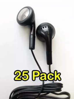RHEA- Bulk Lot Of 25 Black 3.5Mm Headphones / Earbuds / Earphones - Great For Schools! - Thumbnail 1