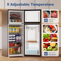 Bangson 7.3 Cu.ft Refrigerator with Water Dispenser & Freezer, Compact Apartment Fridge with Adjustable Thermostat for Office, Kitchen, Home ,Silver - Thumbnail 7