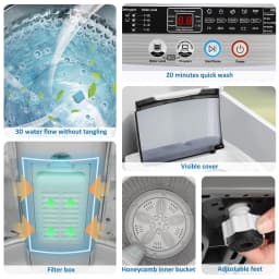 Veeboto Portable Washing Machine,17.8 lbs Full Automatic Washing Machine, 10 Programs & 8 Levels with Drain Pump for Home Apartment, White - Thumbnail 5