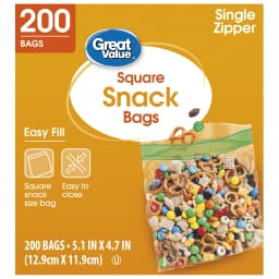 (4 pack) Great Value Fresh Seal Square Snack Bags, 200 Count - Thumbnail 2