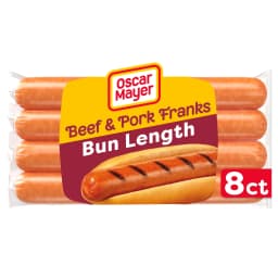 Oscar Mayer Bun-Length Beef and Pork Franks Hot Dogs, 8 Count Pack - Thumbnail 1