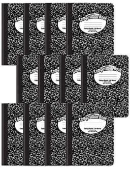 Better Office Products College Ruled Composition Notebooks, 100 Sheets, 9.75 Inch x 7.5 Inch, Black Cover, 12 Pack - Thumbnail 1