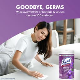 Lysol Disinfecting Wipes, All Purpose Cleaner, Multi Surface Antibacterial Cleaning Wipes, Cleaning Supplies, Lavender & Cotton Blossom Scent, 80 - Thumbnail 5