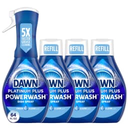 Dawn Powerwash Spray, Dish Soap, Dishwashing Liquid, Fresh, 1 Starter Kit + 3 Refills, 64 Fl Oz - Thumbnail 1
