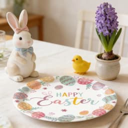 DAMAI 16 Pcs 9 inchs Easter Day Paper Plates - Colorful Eggs Pattern Disposable Dinnerware for Spring Celebrations Picnic Favors(9 inchs Paper Plates) - Thumbnail 1