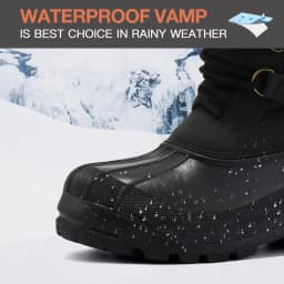 Pennysue Women's Mid-Calf Snow Boots Black Grid Warm Faux Fur Lined Winter Boots Insulated 6M - Thumbnail 7