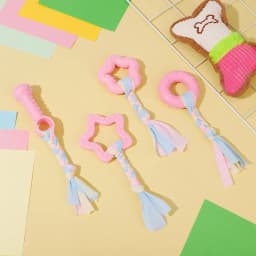 Armscye 5 Pack Puppy Chew Toys for Teething Small Dogs, Pink Rubber Puppy Teething Toys Plush Squeaky Dog Toys for Cleaning Teeth Interactive Pet - Thumbnail 6