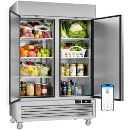 VEECOOL 54.4" W Commercial Refrigerators WiFi-Enabled, 49 cu.ft. Stainless Steel Reach-In Fridge with 8 Shelves, APP & Digital Control, LED Lighting - Thumbnail 1