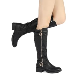 DREAM PAIRS Women's Wide Calf Comfortable Winter Knee High Riding Boots - Thumbnail 5
