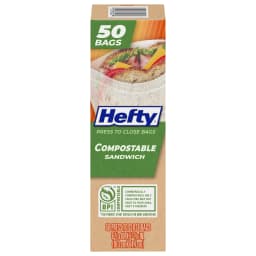 Hefty Press to Close Compostable Sandwich Bags, 50 Count - Thumbnail 1