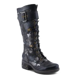L'Artiste Kisha Boss Calf High Leather Boots – Hand-Painted Comfort - Thumbnail 1