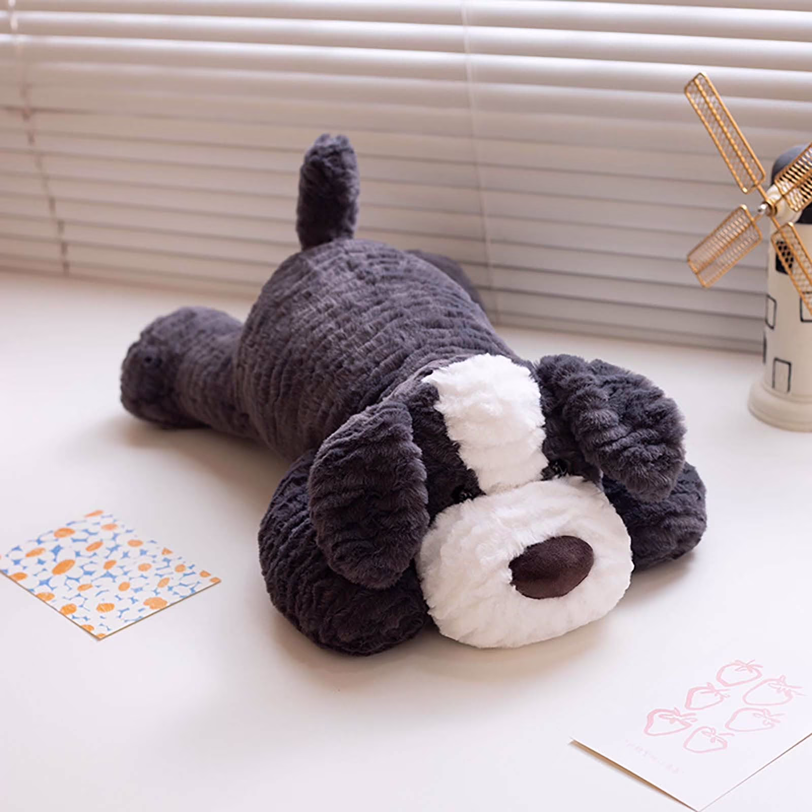 E-962 B Soft Lying Dog Plush Doll Cuddly For Home Comfort #GC14A - Thumbnail 2