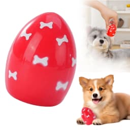 Soft Bouncing Egg Dog Toy with Squeaker, Easter Egg Design Interactive Puppy Toy for Small Dogs, Indoor Outdoor Throw & Play Pet Toy - Thumbnail 1