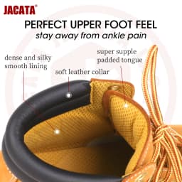 Jacata Work Boots for Men Soft Toe Non Slip Leather Construction Boots (Wheat Size 10) - Thumbnail 3